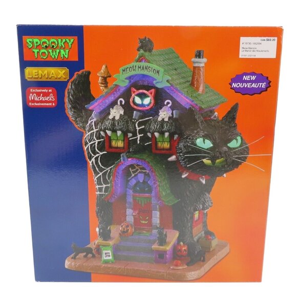 NEW Lemax Spooky Town Meow Mansion Black Cat House 15730 Halloween Decor 2021 - Picture 1 of 6